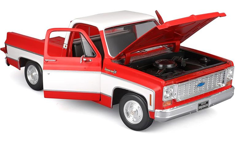 1:18 1/18 Chevrolet C10 Cheyenne Super Pick-Up 1974 1975 red white Maisto