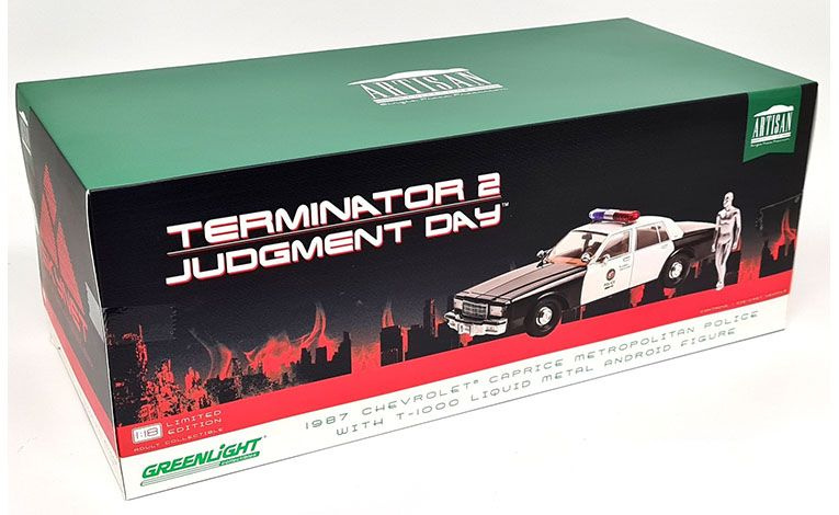 1:18 1/18 Chevrolet Caprice Gradska Policija 1987 skelet T-1000 film Terminator 2 Sudnji Dan Arnold Schwarzenegger 1991 Greenlight