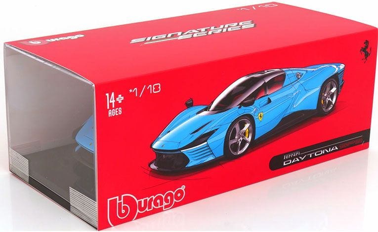 1:18 1/18 Ferrari Daytona SP3 with removable hard top and with showcase 2022 2025 medium blue Bburago Signature Series