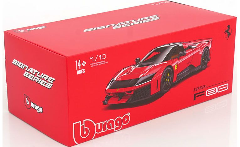 1:18 1/18 Ferrari F80 sa crnim felgama 2024 danas crveni corsa Bburago Signature Series