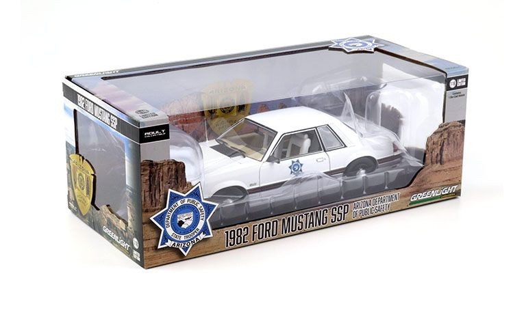 1:18 1/18 Ford Mustang SSP Arizona Odjel javne sigurnosti 1982 bijeli Greenlight