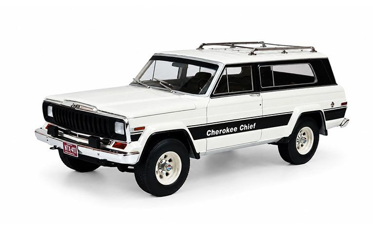1:18 1/18 Jeep Cherokee Chief SJ 1980 1983 bijelo crni Cult-Scale Models