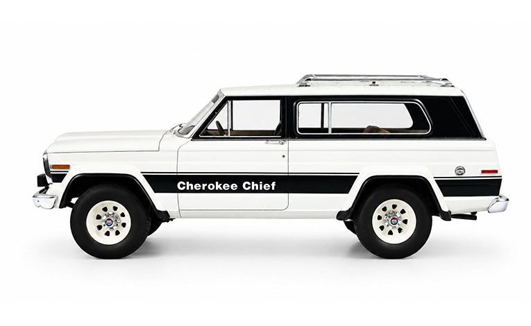 1:18 1/18 Jeep Cherokee Chief SJ 1980 1983 bijelo crni Cult-Scale Models