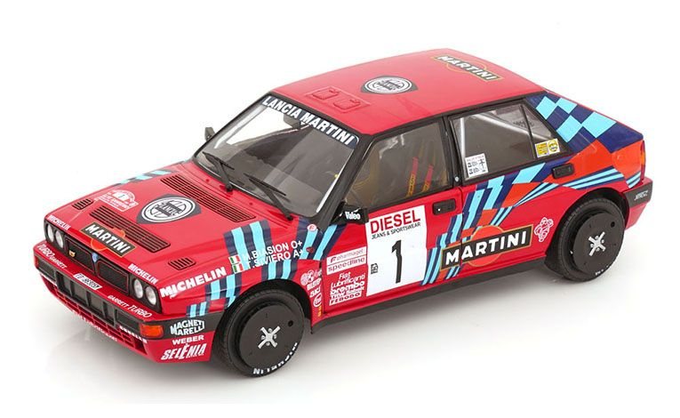 1:18 1/18 Lancia Delta HF Integrale 16V No 1 Pobjednik Reli Sanremo Biasion Siviero 1989 Martini crveni Solido