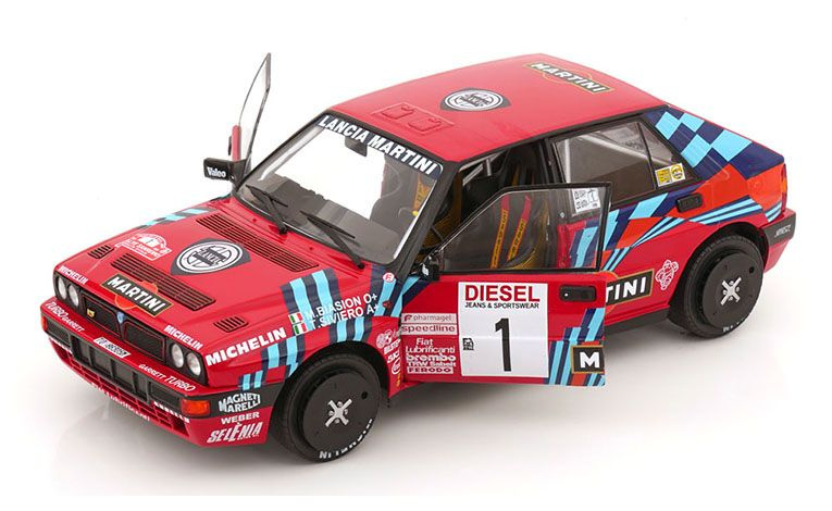 1:18 1/18 Lancia Delta HF Integrale 16V No 1 Pobjednik Reli Sanremo Biasion Siviero 1989 Martini crveni Solido