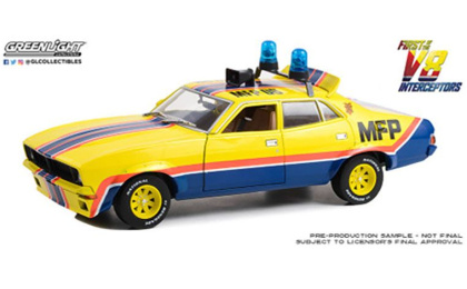 1:18 1/18 Ford Falcon XB V8 Limuzina Big Booper M.F.P. 08 policajci Roop i Charlie 1974 film Mad Max 1 Mel Gibson 1979 Greenlight