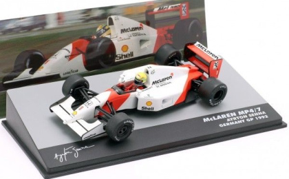 1:43 1/43 McLaren Honda MP4 7 No 1 GP Germany Ayrton Senna 1992 bijelo crveni Altaya