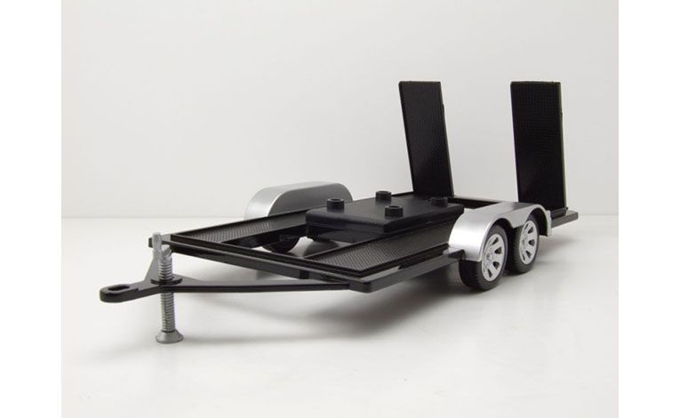 1:18 1/18 Trailer for cars opened black silver Motor Max