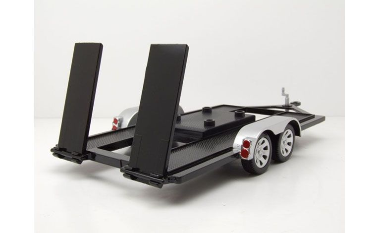 1:18 1/18 Trailer for cars opened black silver Motor Max