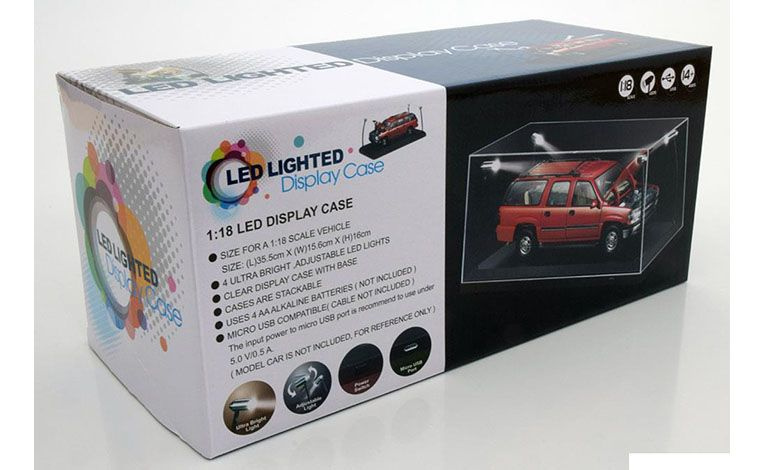 1:18 1/18 Showcase vetrina display case with 4 flexible LED lights black base Triple 9
