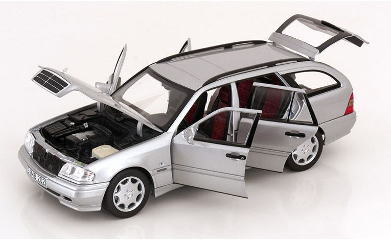 1:18 1/18 Mercedes S202 C Klasa T Model Karavan specijalno izdanje koje je proizveo Mercedes 1997 2001 srebreni Norev