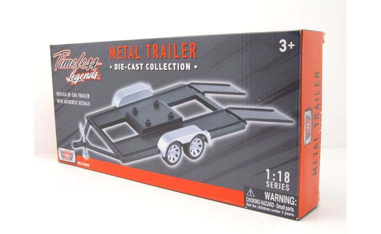 1:18 1/18 Trailer for cars opened black silver Motor Max