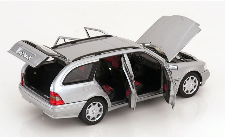 1:18 1/18 Mercedes S202 C Klasa T Model Karavan specijalno izdanje koje je proizveo Mercedes 1997 2001 srebreni Norev
